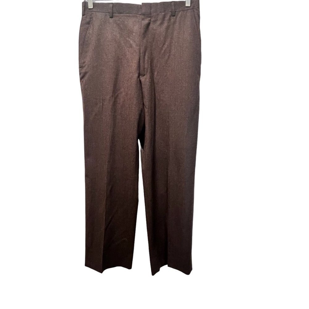 Austin Reed Dress Pants Mens Brown Virgin Wool Tailored Flat Front‎ 34x30